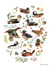 Load image into Gallery viewer, Ducks Art Print with Gold Foil