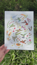 Load and play video in Gallery viewer, Hummingbird Garden Art Print with Iridescent Foil