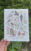 Load and play video in Gallery viewer, Spring Birds Art Print with Gold Foil
