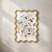 Load image into Gallery viewer, Hummingbird Garden Art Print with Iridescent Foil