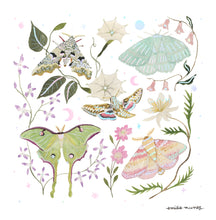 Load image into Gallery viewer, Moths Art Print with Iridescent Foil
