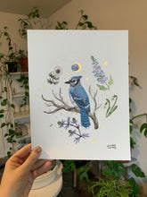 Load image into Gallery viewer, Blue Jay Hand Embellished Art Print
