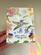 Load image into Gallery viewer, "You Are Magical" Hummingbird Iridescent Foil Greeting Card

