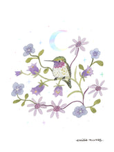 Load image into Gallery viewer, Amethyst Woodstar Hummingbird Art Print with Iridescent Foil
