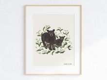 Load image into Gallery viewer, Black Bears &amp; Lily-of-the-valley Art Print
