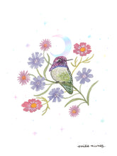 Load image into Gallery viewer, Costas Hummingbird Art Print with Iridescent Foil
