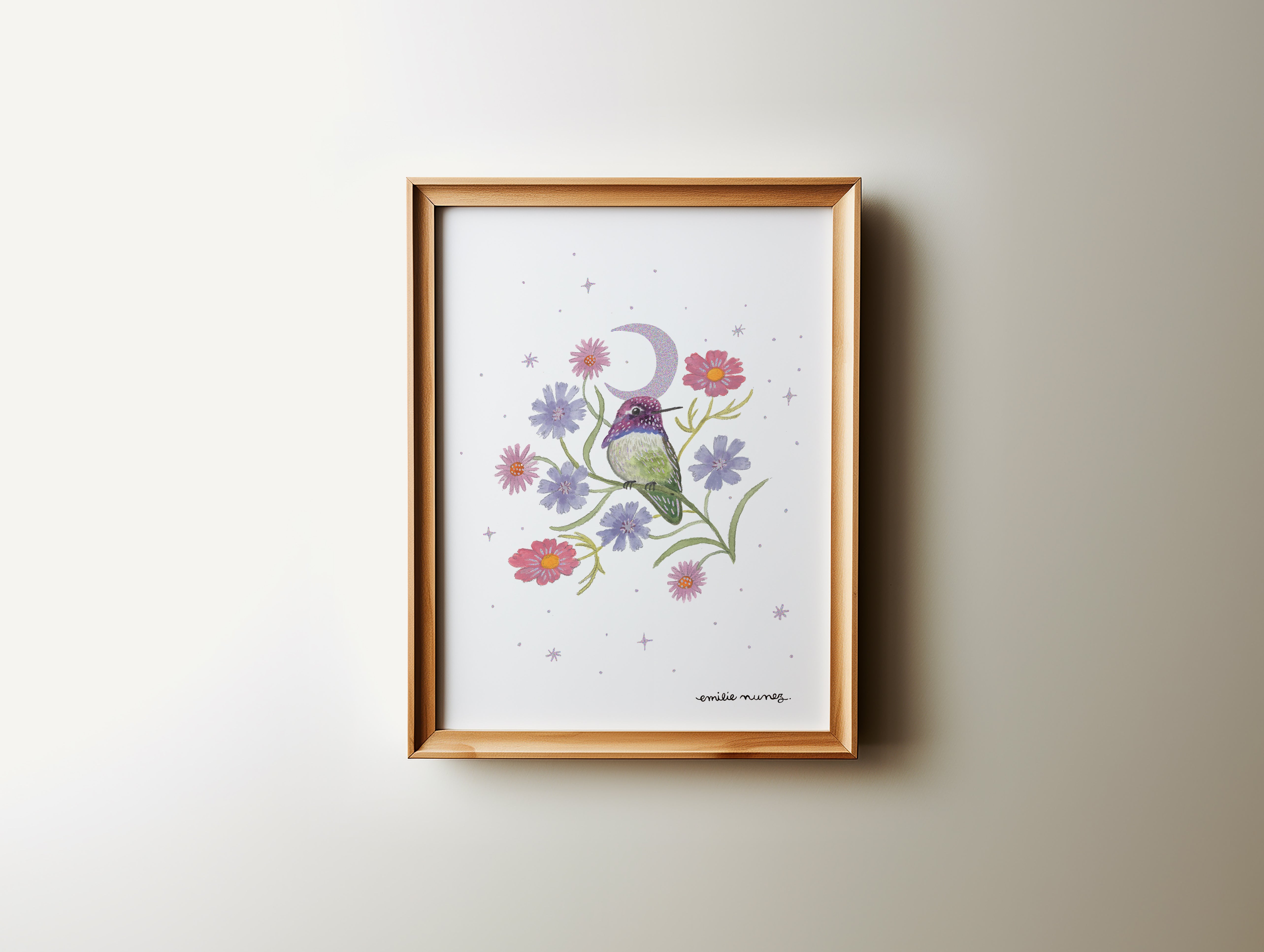 Costas Hummingbird Art Print with Iridescent Foil