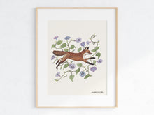 Load image into Gallery viewer, Red Fox &amp; Morning Glory Art Print
