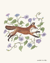 Load image into Gallery viewer, Red Fox &amp; Morning Glory Art Print
