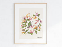 Load image into Gallery viewer, Anna&#39;s Hummingbird &amp; Honeysuckle Art Print
