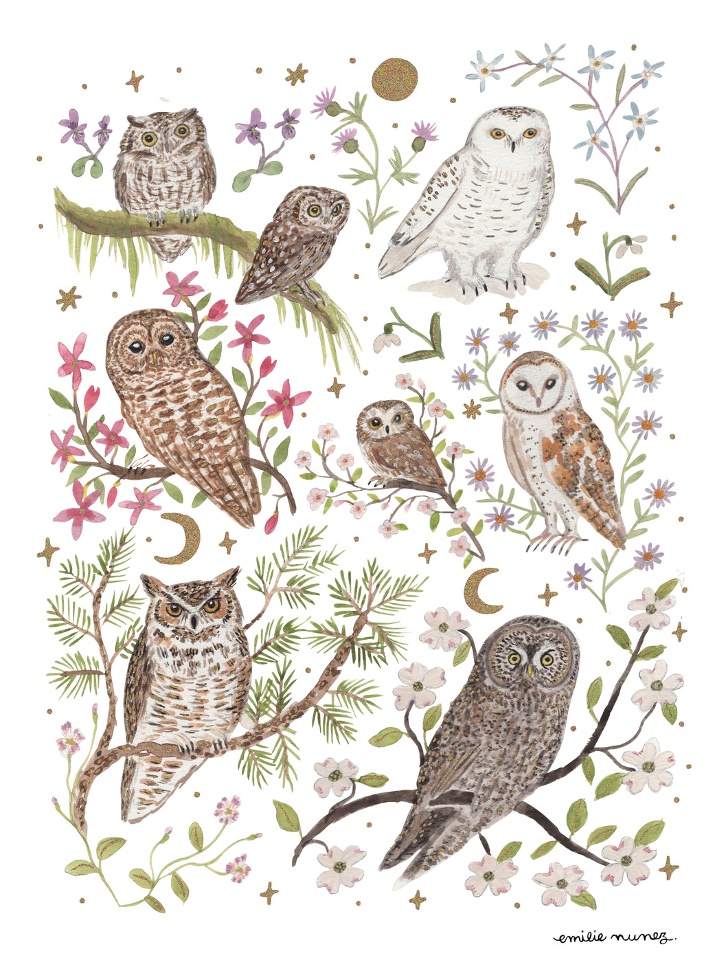 Owl Garden Art Print