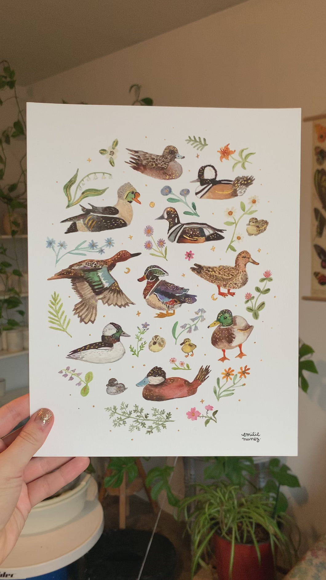 Ducks Hand Embellished Art Print