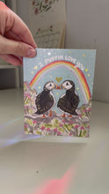 Load and play video in Gallery viewer, "I Puffin Love You" Gold Foil Greeting Card
