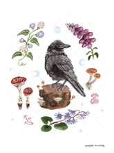 Load image into Gallery viewer, Raven Art Print with Iridescent Foil
