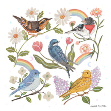 Load image into Gallery viewer, Song Birds Art Print with Iridescent Foil
