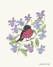 Load image into Gallery viewer, Pink Robin &amp; Violets Art Print
