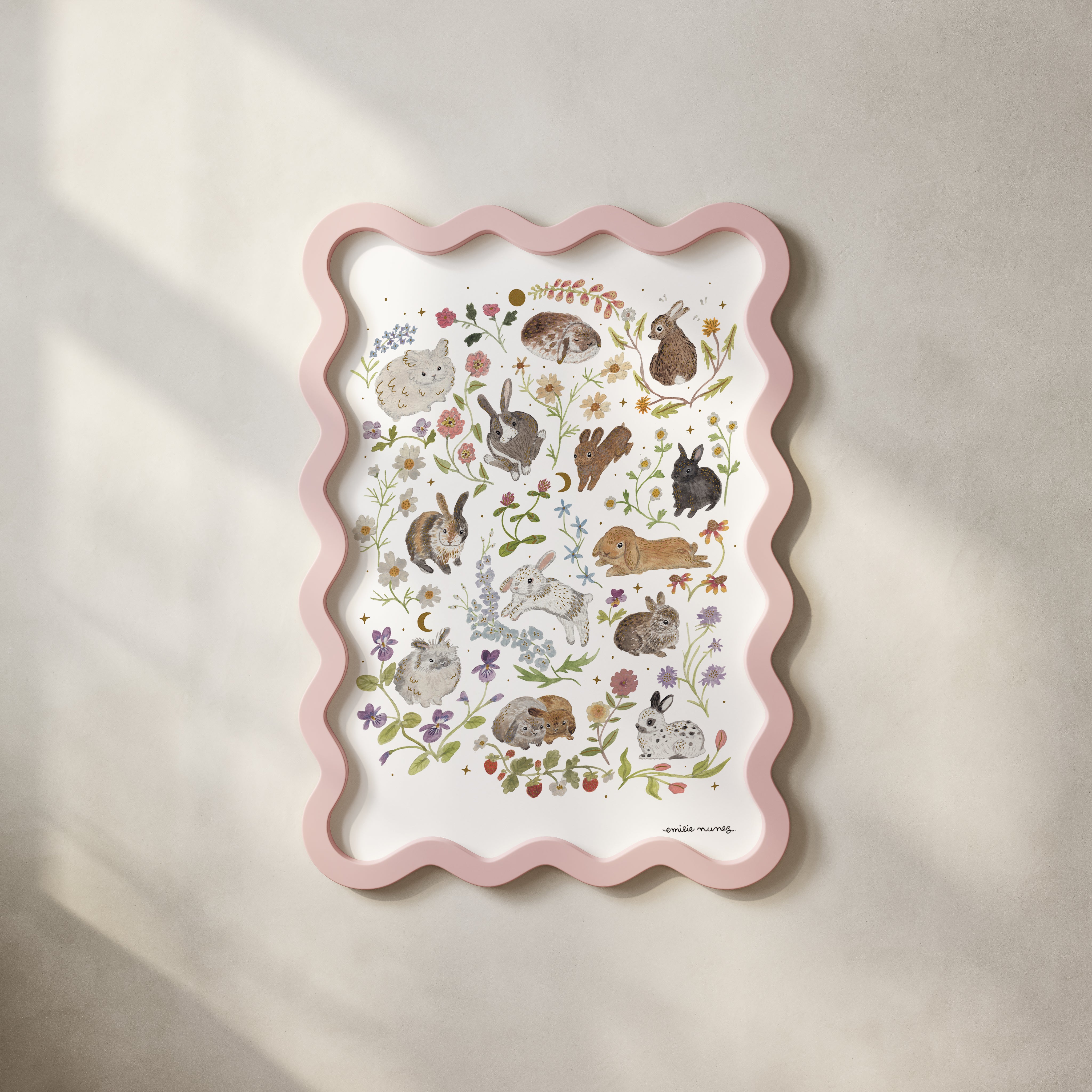 Rabbits Art Print with Iridescent Foil