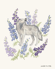 Load image into Gallery viewer, Wolf &amp; Larkspur Art Print
